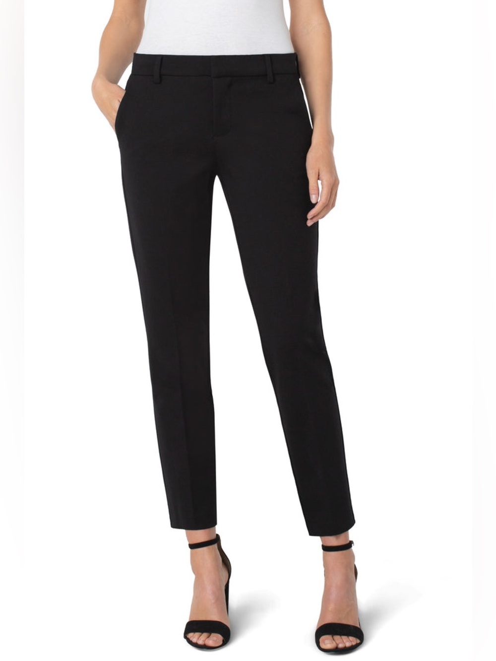 Liverpool Kelsey Knit Trouser Black Cropped Tailored Ankle Pants NWT Size 8/29